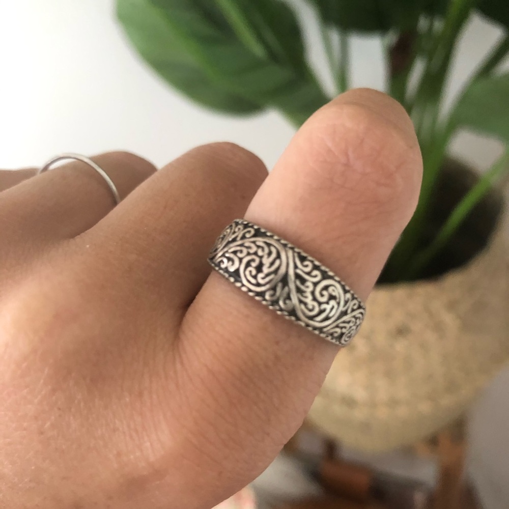 Etched Sterling Silver Ring